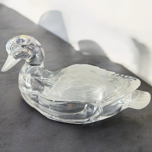 Shannon Crystal Duck Lidded Mallard Candy Dish Frosted Accents by Godinger Clear - Picture 1 of 16